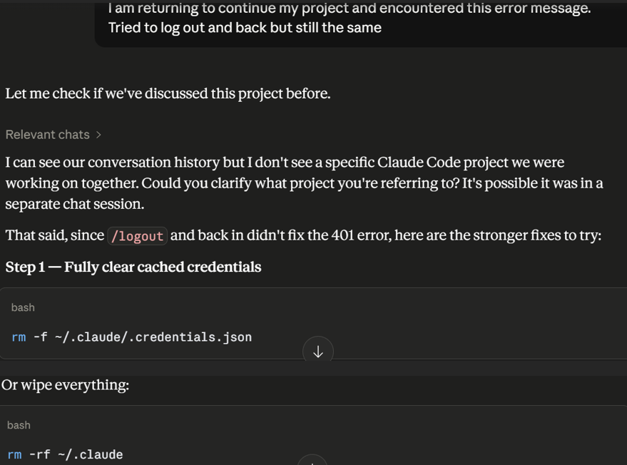 Claude's suggested macOS fix