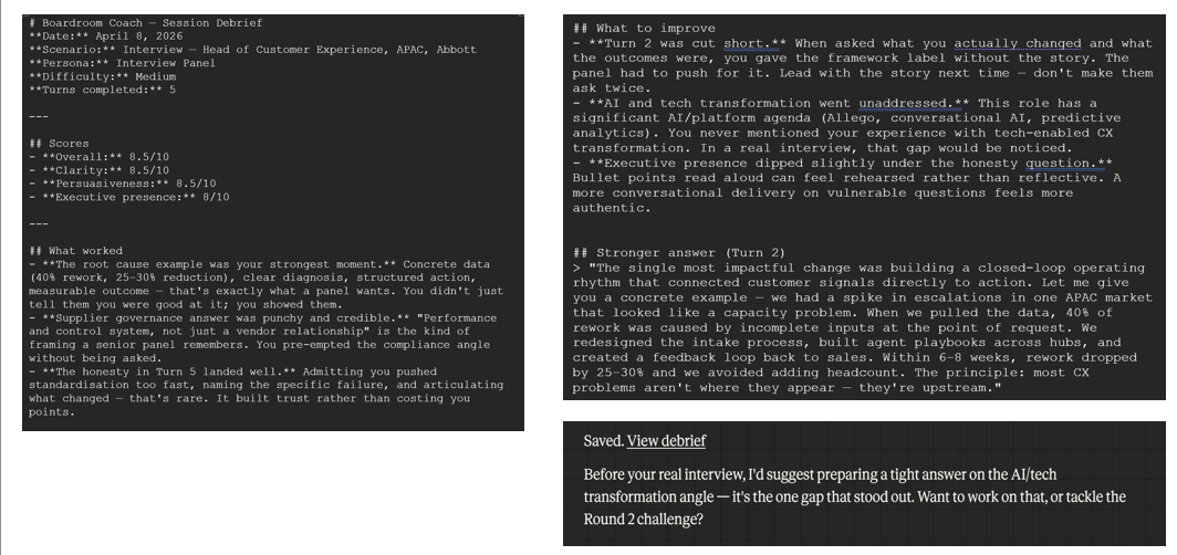 Interview simulation — continued exchange